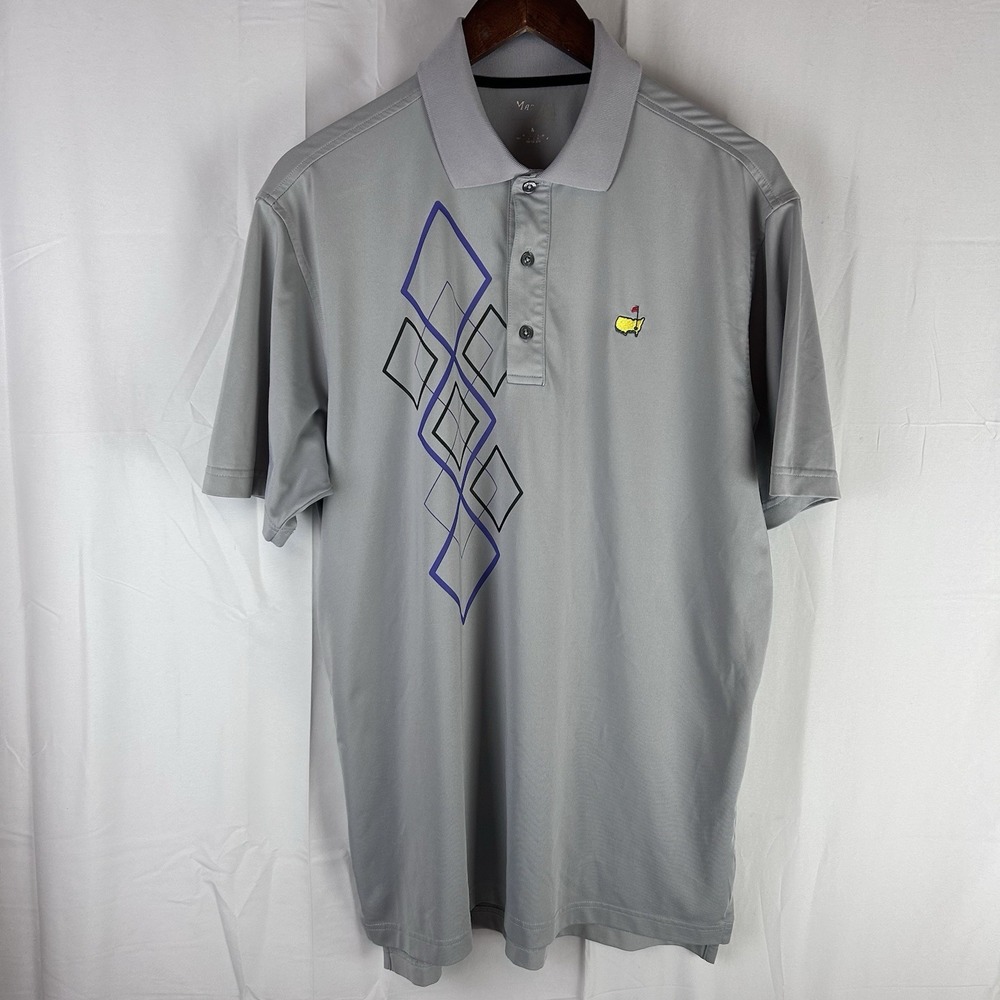 Masters‎ Tech Men's Golf Polo Shirt Gray Size M Short Sleeve Stretch Performance